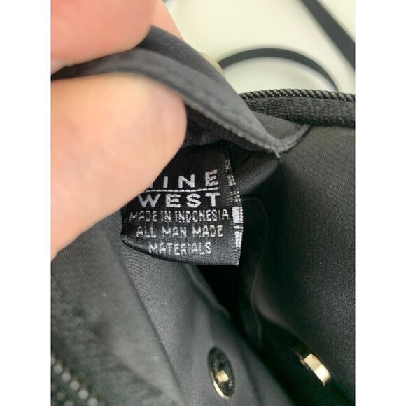 Vintage Nine West Mini Backpack Black Zip Around Rectangle Flat Snap Microfiber - Picture 11 of 15